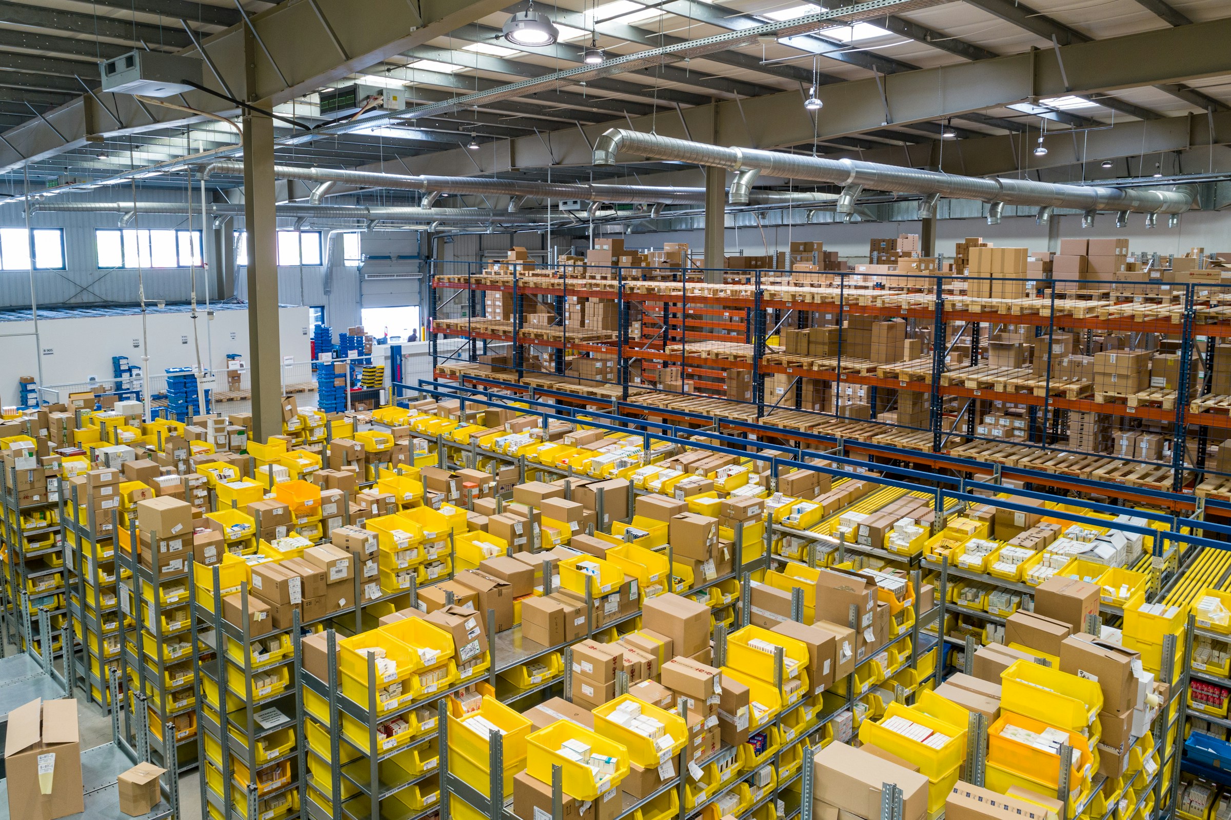 Commercial distribution warehouse with organized inventory